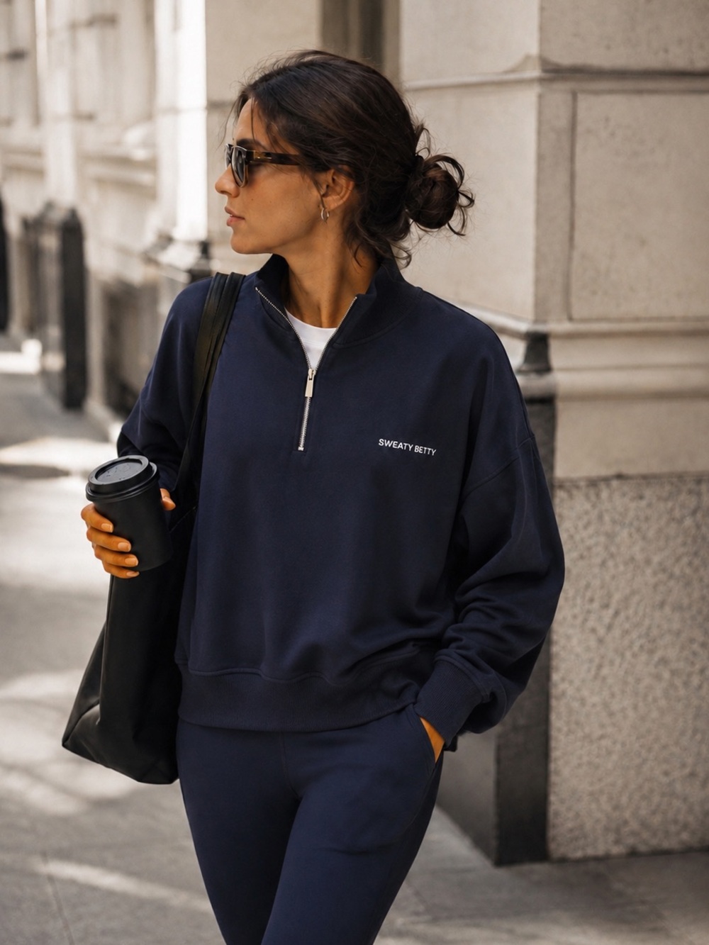 Sweaty Betty Revive Half Zip Sweatshirt Navy Blue Relaxed Fit S-M NWT